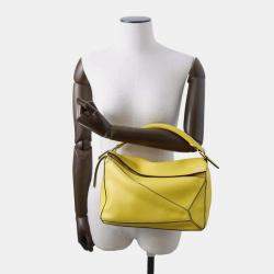 Loewe Yellow Leather Puzzle Shoulder Bag Size Medium