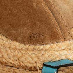 Pre Owned Loewe Beige/Blue Mini Raffia Gate Crossbody