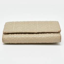 Loewe Beige Signature Embossed Leather Compact Wallet