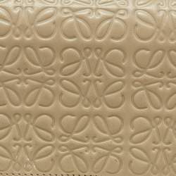 Loewe Beige Signature Embossed Leather Compact Wallet