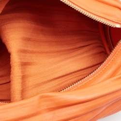 Loewe Orange Leather Pleated Braclet Pouch Bag 