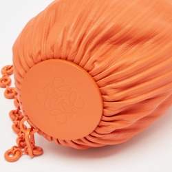 Loewe Orange Leather Pleated Braclet Pouch Bag 