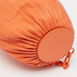 Loewe Orange Leather Pleated Braclet Pouch Bag 