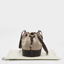 Loewe Beige/Black Anagram Jacquard Canvas and Leather Balloon Bucket Bag