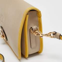 Loewe Beige/Yellow Leather Ines Flap Shoulder Bag