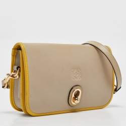 Loewe Beige/Yellow Leather Ines Flap Shoulder Bag