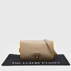 Loewe Beige/Yellow Leather Ines Flap Shoulder Bag