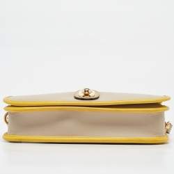 Loewe Beige/Yellow Leather Ines Flap Shoulder Bag