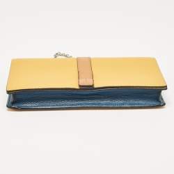 Loewe Mustard/Brown Leather Flap Wallet on Chain