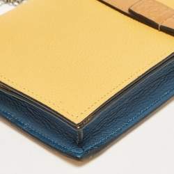 Loewe Mustard/Brown Leather Flap Wallet on Chain