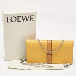 Loewe Mustard/Brown Leather Flap Wallet on Chain
