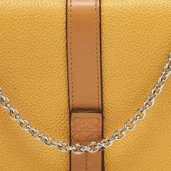 Loewe Mustard/Brown Leather Flap Wallet on Chain