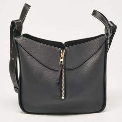 Pre Owned Loewe Black Leather Small Hammock Bag