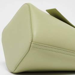 Pre Owned Loewe Light Green Leather Mini Pebble Bucket Bag