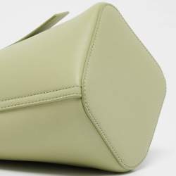 Pre Owned Loewe Light Green Leather Mini Pebble Bucket Bag