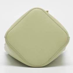 Pre Owned Loewe Light Green Leather Mini Pebble Bucket Bag