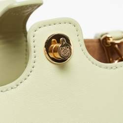 Pre Owned Loewe Light Green Leather Mini Pebble Bucket Bag