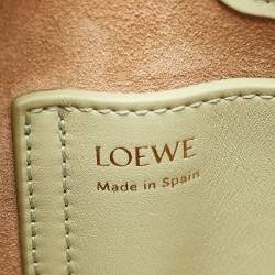 Pre Owned Loewe Light Green Leather Mini Pebble Bucket Bag