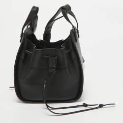 Loewe Black Leather Mini Hammock Drawstring Shoulder Bag