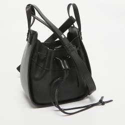 Loewe Black Leather Mini Hammock Drawstring Shoulder Bag
