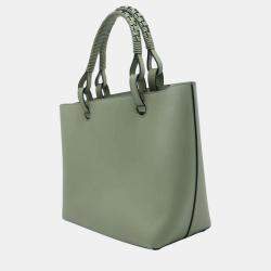 Loewe Green Leather Anagram Tote Bag