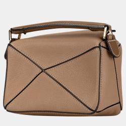 Loewe Greige Leather Anagram Shoulder Bag