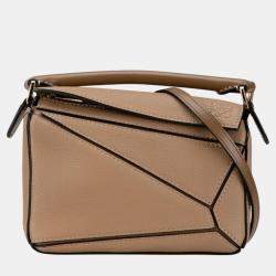 Loewe Greige Leather Anagram Shoulder Bag