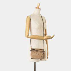 Loewe Greige Leather Anagram Shoulder Bag