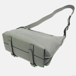 Loewe Military Gray Leather Messenger Bag