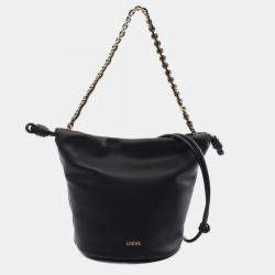 Loewe Leather Black Flamenco Purse Bucket Bag