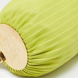 مملوكة مسبقًا Loewe Lime Green Pleated Leather Bracelet Pouch Bag