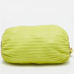 مملوكة مسبقًا Loewe Lime Green Pleated Leather Bracelet Pouch Bag