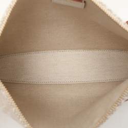 Loewe x Paula's Ibiza Beige/White Canvas and Leather Anagram Pouch Clutch