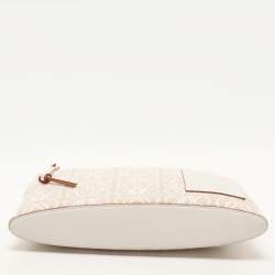 Loewe x Paula's Ibiza Beige/White Canvas and Leather Anagram Pouch Clutch