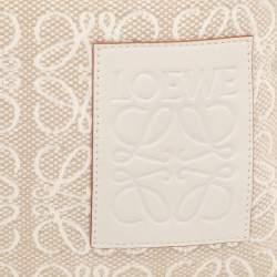 Loewe x Paula's Ibiza Beige/White Canvas and Leather Anagram Pouch Clutch