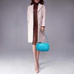 Loewe Light Blue Pleated Leather Bracelet Pouch Bag