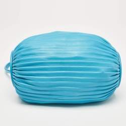 Loewe Light Blue Pleated Leather Bracelet Pouch Bag