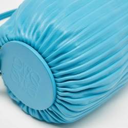 Loewe Light Blue Pleated Leather Bracelet Pouch Bag