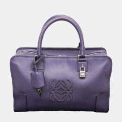 Pre Owned Loewe  Purple Leather Amazona 36 Handbag