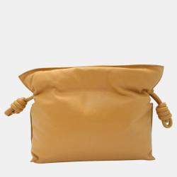 Loewe Brown Camel Leather Flamenco Clutch Shoulder Bag