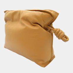 Loewe Brown Camel Leather Flamenco Clutch Shoulder Bag