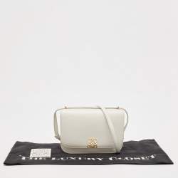 مملوكة مسبقًا Loewe White Leather Small Goya Flap Shoulder Bag