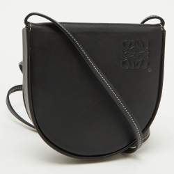 Pre Owned Loewe Black Leather Small Heel Crossbody Bag