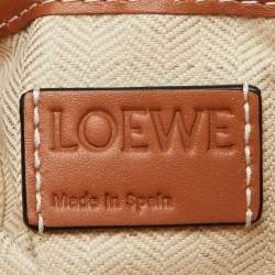 Loewe Beige/Tan Woven Raffia and Leather Slit Pochette Bag