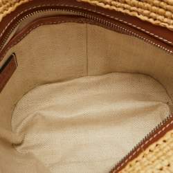 Loewe Beige/Tan Woven Raffia and Leather Slit Pochette Bag