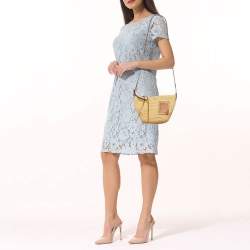 Loewe Beige/Tan Woven Raffia and Leather Slit Pochette Bag
