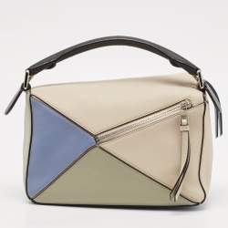 Loewe Tri Color Leather Small Puzzle Top Handle Bag