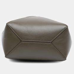 Loewe Dark Khaki Leather Mini Puzzle Fold Tote Bag