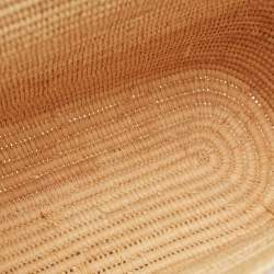 مملوكة مسبقًا Loewe Beige/White Leather and Raffia Small Square Basket Tote