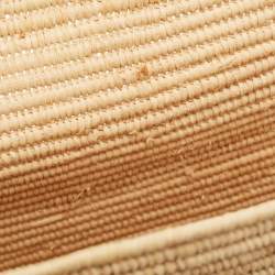 مملوكة مسبقًا Loewe Beige/White Leather and Raffia Small Square Basket Tote